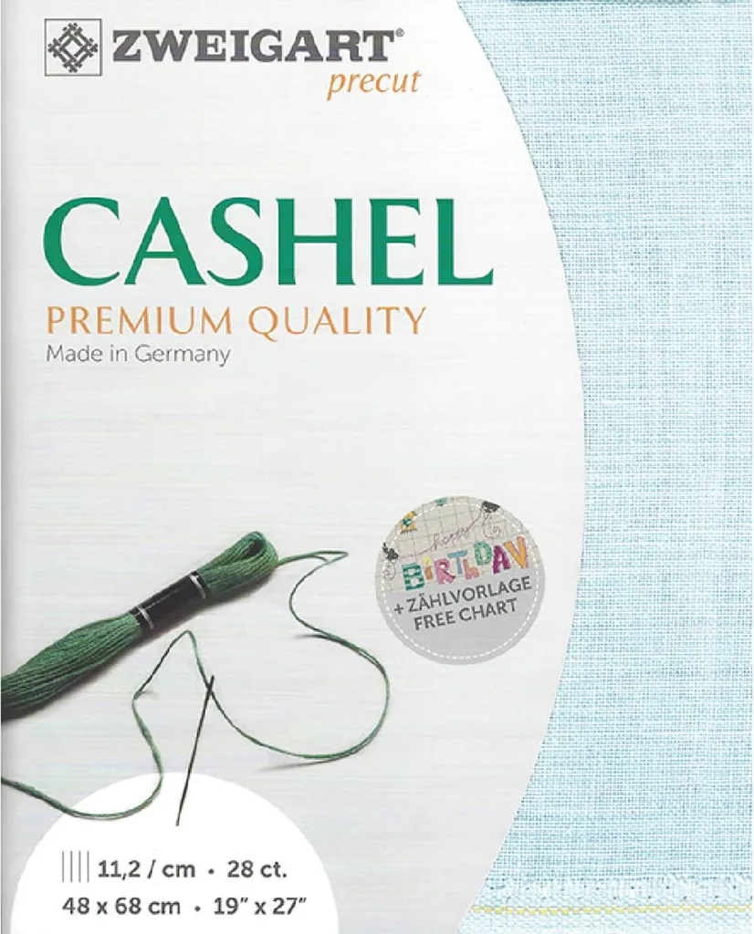 Tessuto Lino 100% Zweigart Cashel 28ct 562 Azzurro Ghiaccio - 48x68 cm