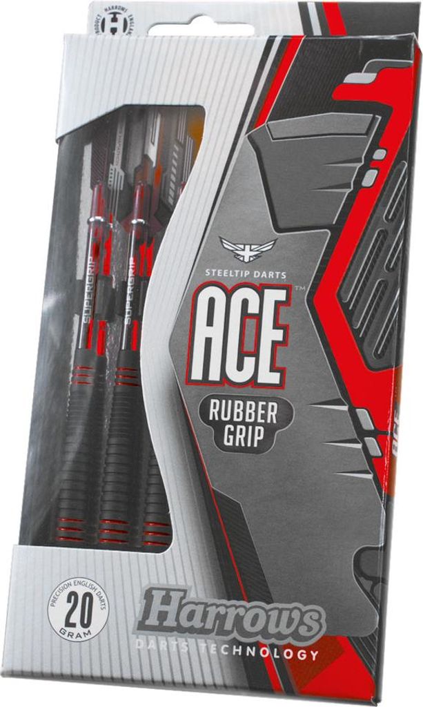 Harrows Steeldartpfeile Ace Gummigriff Messing 26g schwarz rot
