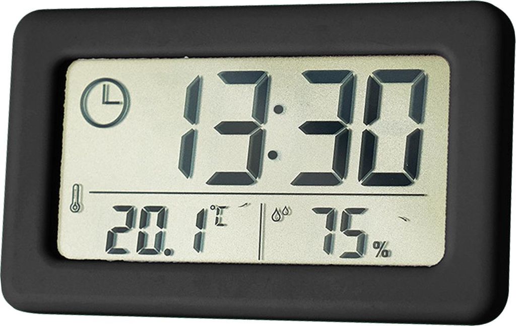 Digitaler Wecker mit Thermometer und Hygrometer, LED-Anzeige für elektronische Luftfeuchtigkeit im Innenbereich,black