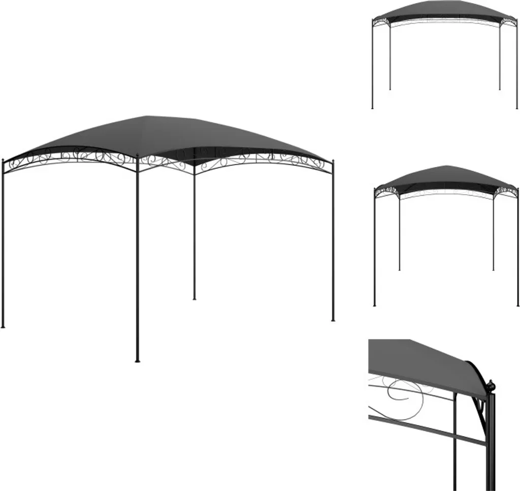 Grand Pavillon de Terrasse 3x4m pour Repas d'Été - Tonnelle Anthracite