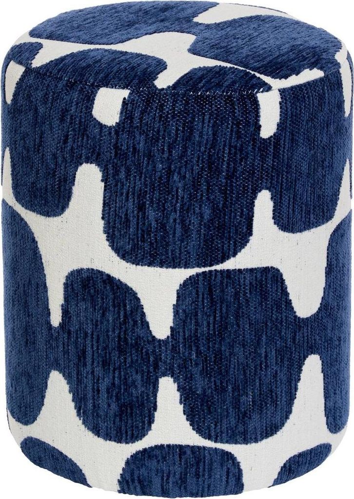 Pouf rund delor blau ist weiß 30x36 cm - Atmosphera créateur d'intérieur