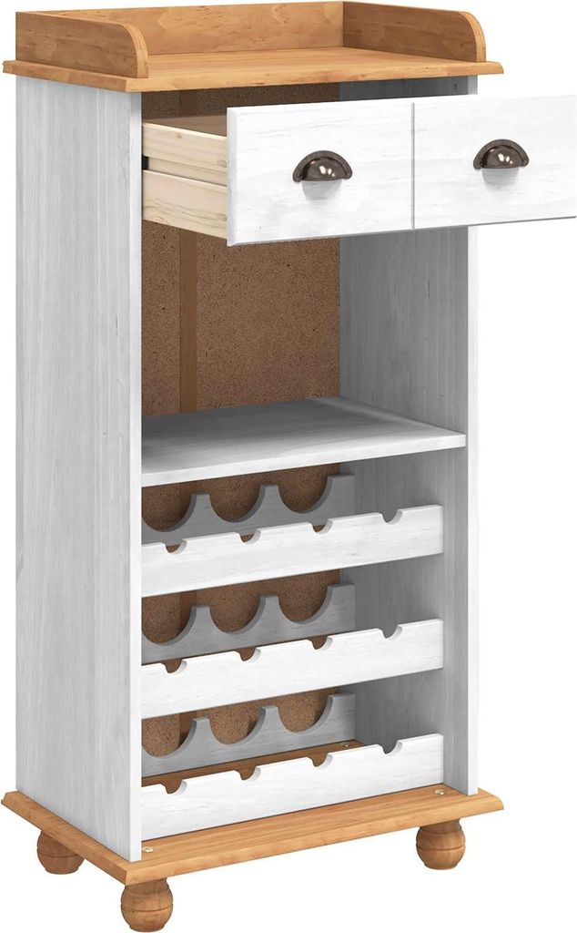 "2026 Aktion"Wand-Weinregal/Weinschrank MODERNE Design - Flaschenregal, Kellerregal, ASKIM Weiß mit Honigoberfläche 57x37x114 cm DEMöbel 6139198
