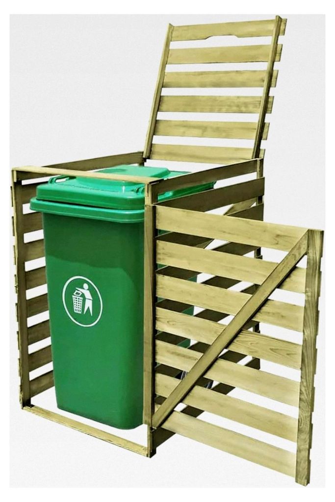 Mülltonnenbox für 1 Tonne 240 L aus imprägniertem Holz, wetterfest
