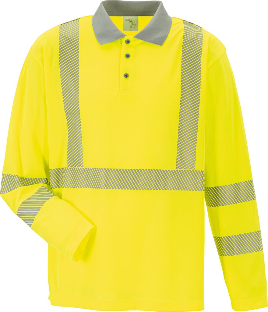 Planam Norit Warnschutz Poloshirt langarm Gr. XS gelb/zink