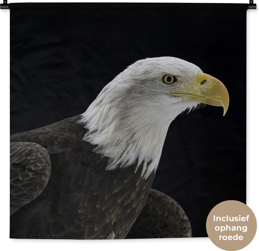MuchoWow Wandteppich Wandbehang Adler - Vogel - Schnabel - Schwarz 90x90 cm Tapisserie Dekoration Wandtuch - Wandaufhänger