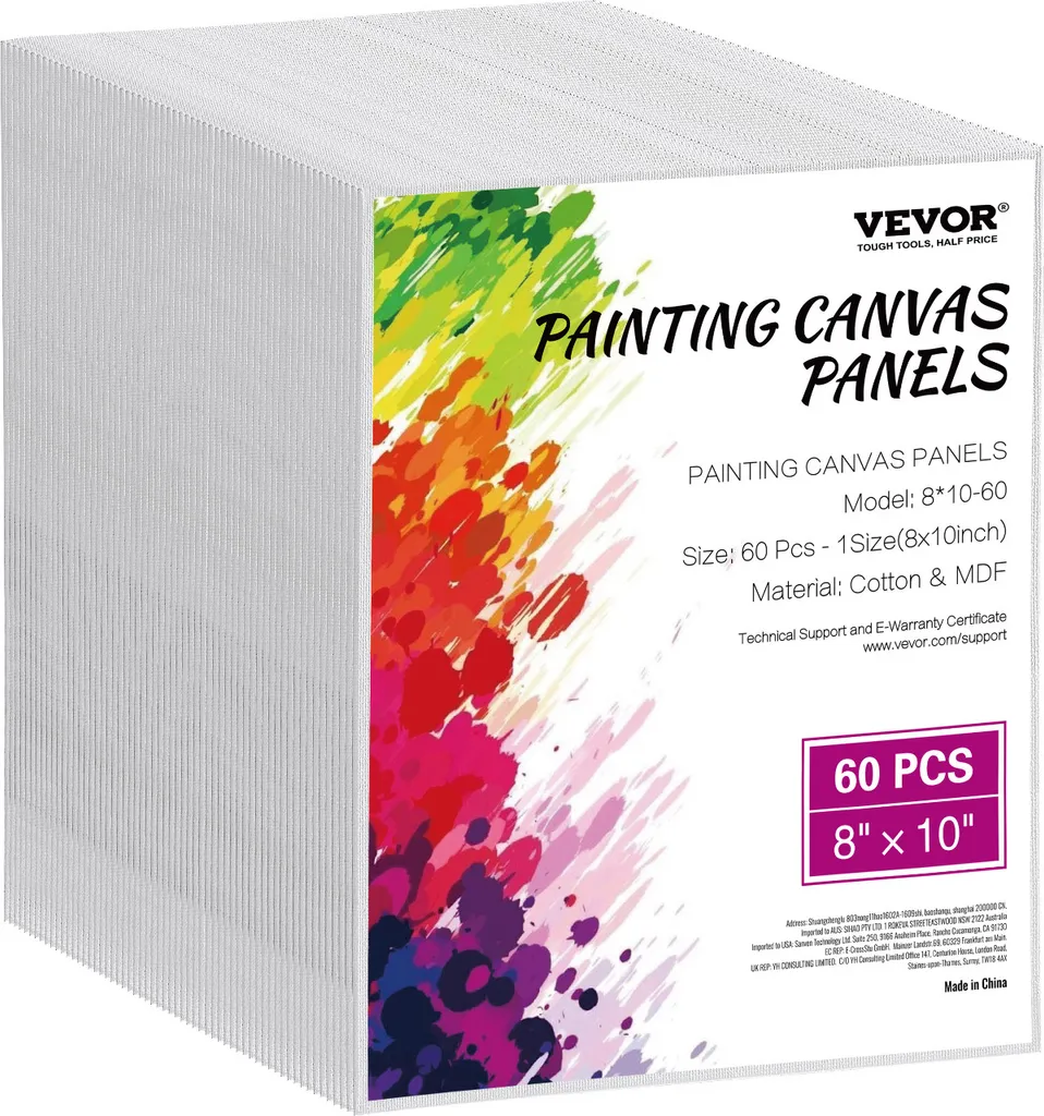 VEVOR Cartone Telato 203x254mm 60 Pezzi - Tela in Cotone per Pittura