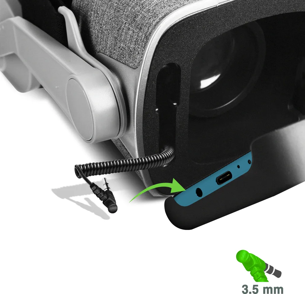 Lunettes VR pour smartphone avec câble jack 3,5 mm et sangles - Gris