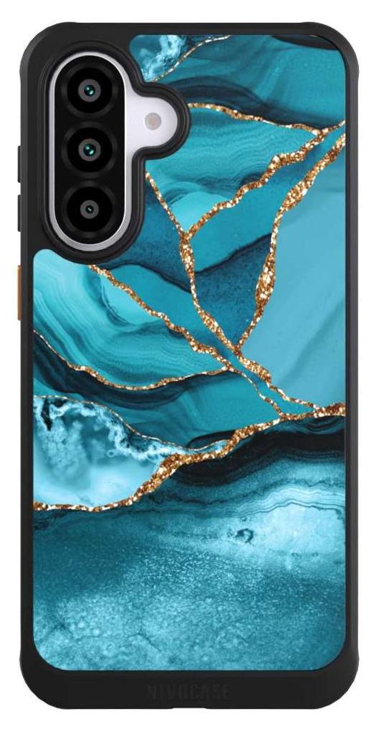NIVOCASE Hülle für Samsung Galaxy A56 5G Handyhülle NIVOcore Case Schwarz Edelstein Glitzer Look Marmor