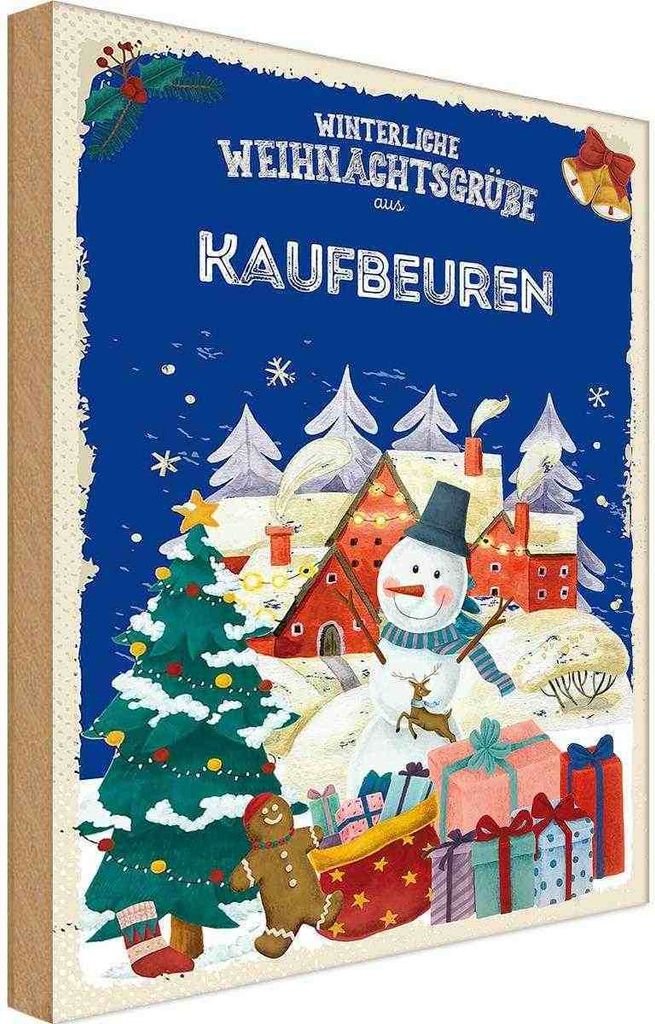 vianmo Holzschild 30x20 cm Weihnachtsgrüße KAUFBEUREN Weihnachten