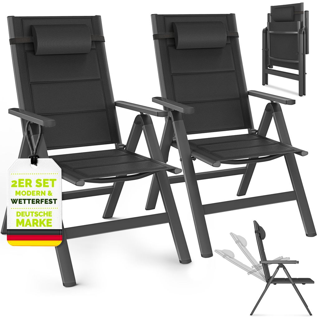 tillvex Gartenstuhl mit Polster Premium 2 Stück Anthrazit Produktbild 