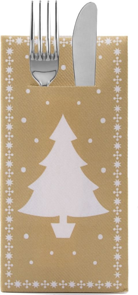 Sovie HOME Weihnachtsbesteckserviette White Tree in Gold aus Linclass Airlaid 40 x 40 cm, 1/8 Falz, 12 Stück
