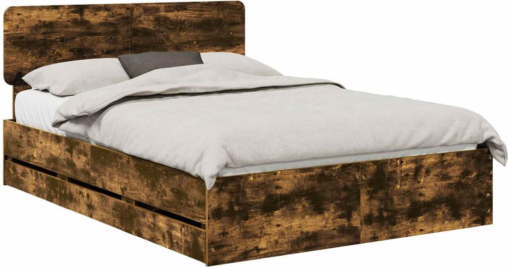 vidaXL Bettrahmen Geräucherte Eiche 150 x 200 cm Holzwerkstoff