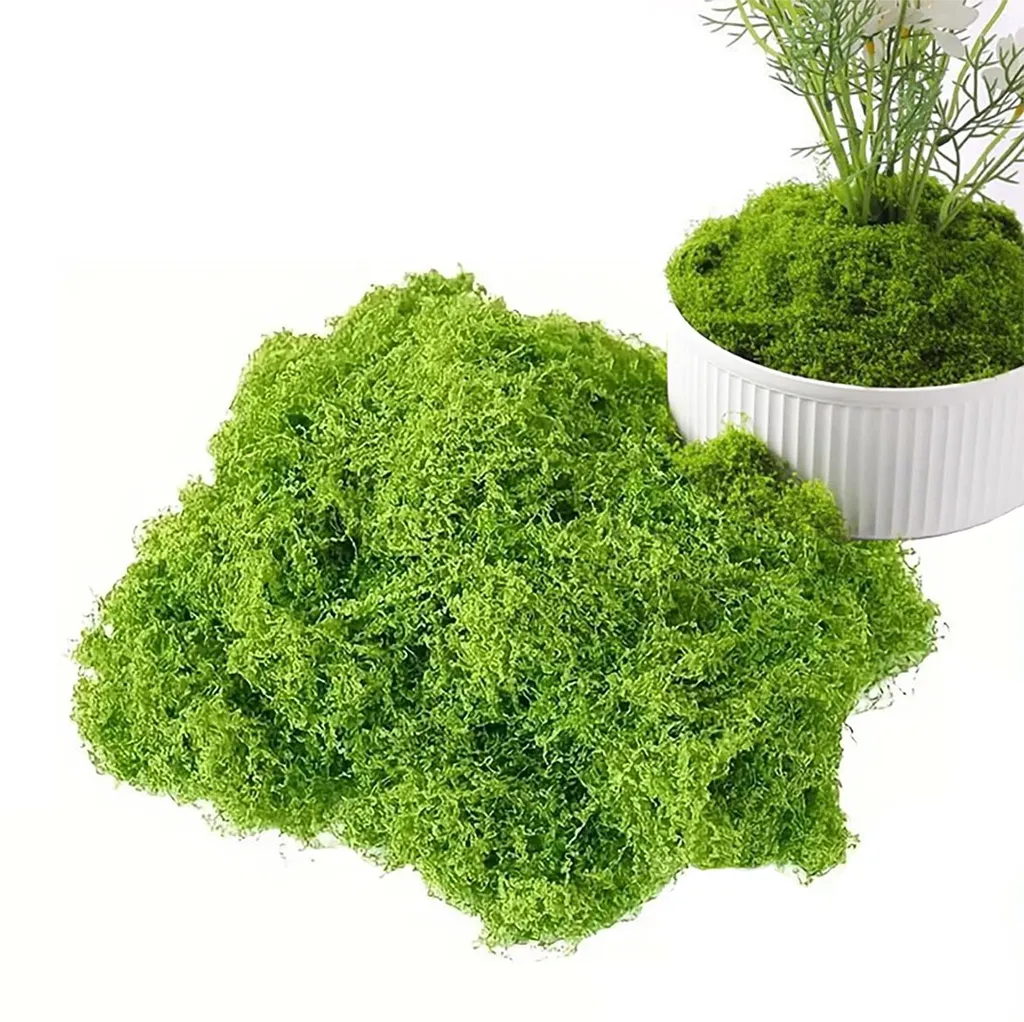 Mousse artificielle sans entretien pour décoration durable, vert 200g