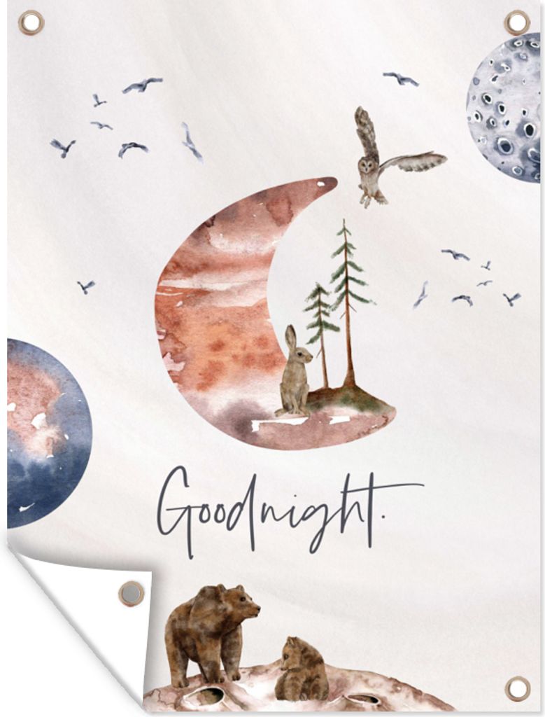 MuchoWow 60x80 cm Outdoor-Poster Gartendeko Sichtschutz Garten Poster für den Garten Zitate - Gute Nacht - Sprichwörter - Kinder - Jungen - M...