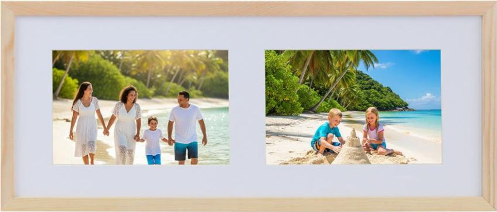Multiframe Collage Bilderrahmen Holz Fotos Massivholz Bilderrahmen mit Passepartout & bruchsicherem Kunststoffglas Quer & Hochformat Wandrahmen S11...