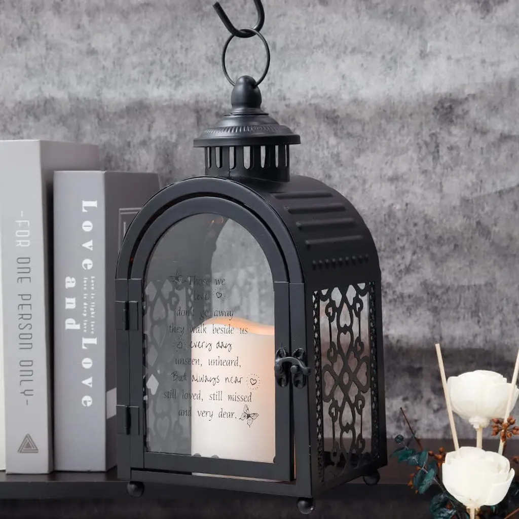 Lanterne Funéraire pour Tombe - Allecto 28cm Gris - Bougie LED Amour