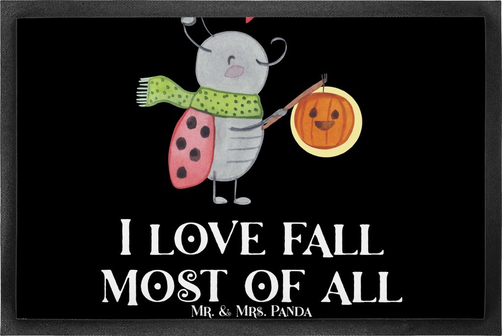 Mr. & Mrs. Panda Fussmatte Smörle Laterne 50 x 75 cm - Schwarz - Geschenk, Fußabtreter, Türmatte, Herbst, Marienkäfer, fußmatte, Schmutzmatte,...