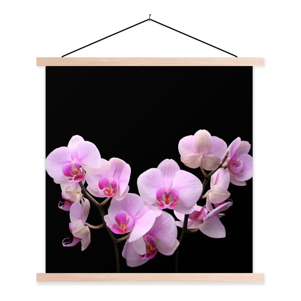 MuchoWow Textilposter Orchidee - Blumen - Rosa - Flora 60x60 cm mit holzfarbenen Rahmen - Wanddekoration