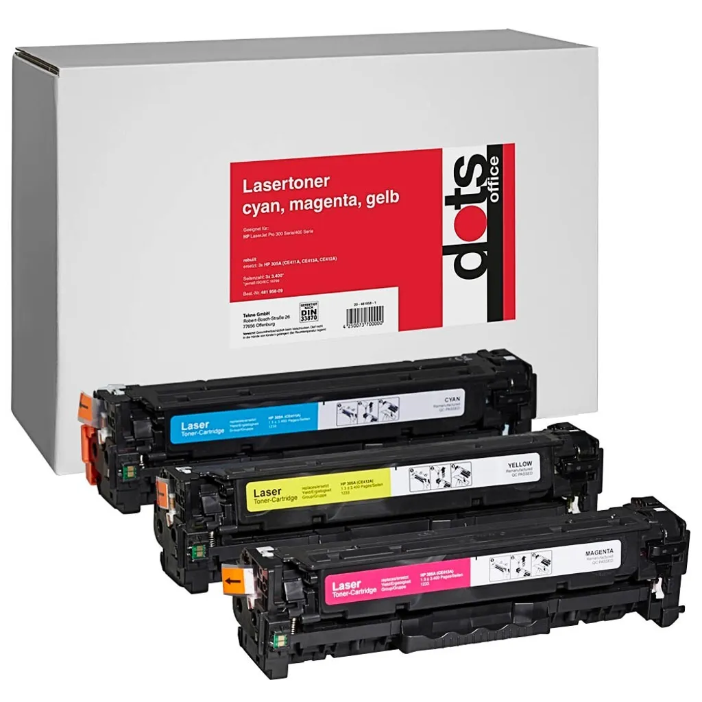 Évitez les pannes d'encre avec le Pack Toner Dots pour HP 305A CMY 1233