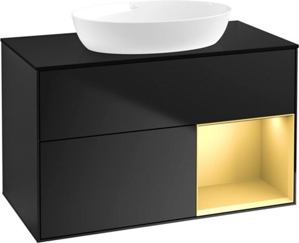 V&B Waschtischunterschrank Finion 100, Pl bla m, Reg gol m Lac, bla m Lac