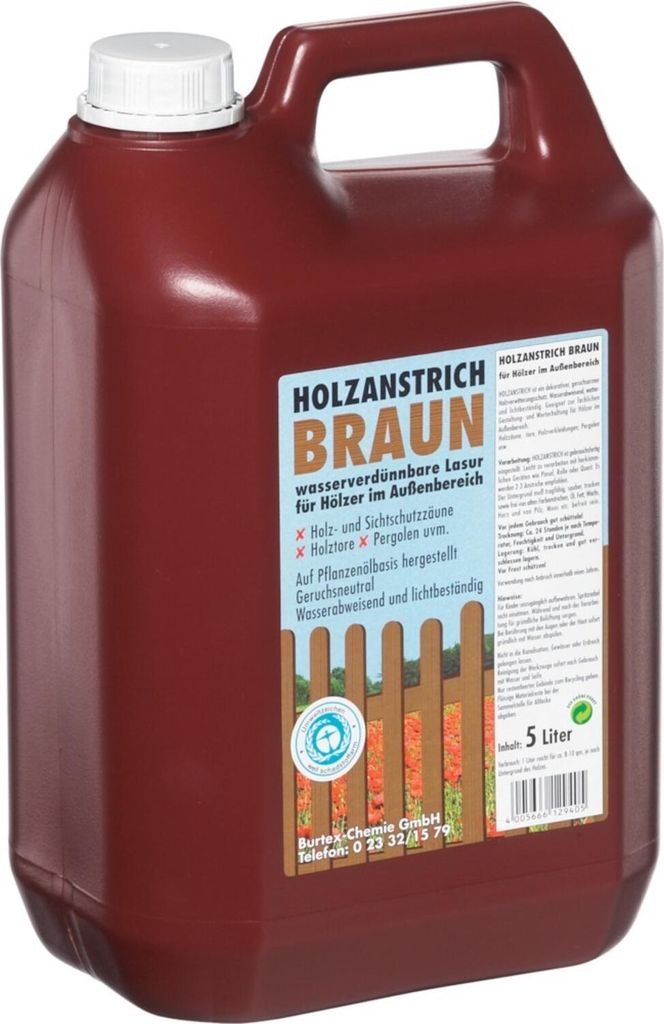 Burtex-Chemie Holzanstrich 5 l, braun Kunststoff-Kanister (Farben und Lacke)