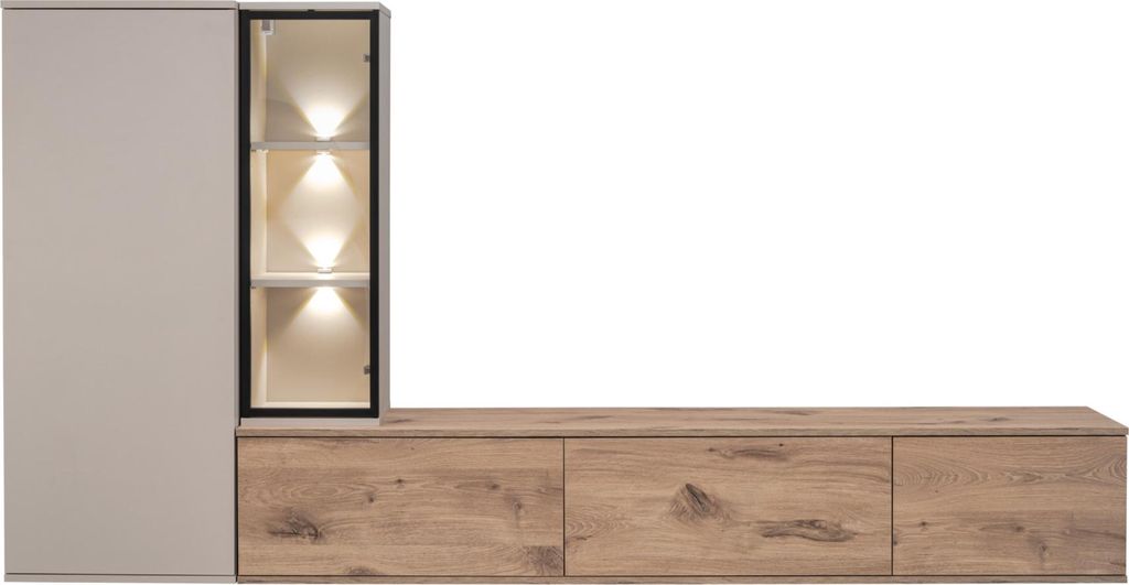 Wohnzimmerwand ATHOLIA - Viking Oak / Kaschmir Produktbild 