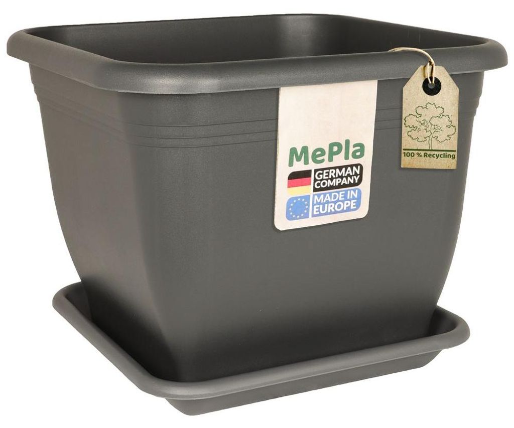 MePla - Set - Pflanzkübel Quadrat 40x40 + Untersetzer 34x34 Produktbild 