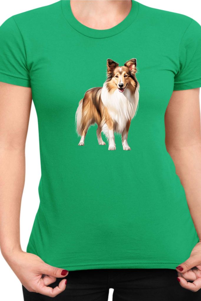 Damen T-Shirt Dogs Breeds Australian Shepherd Dog Breed 006, Lady 2XL / Grün
