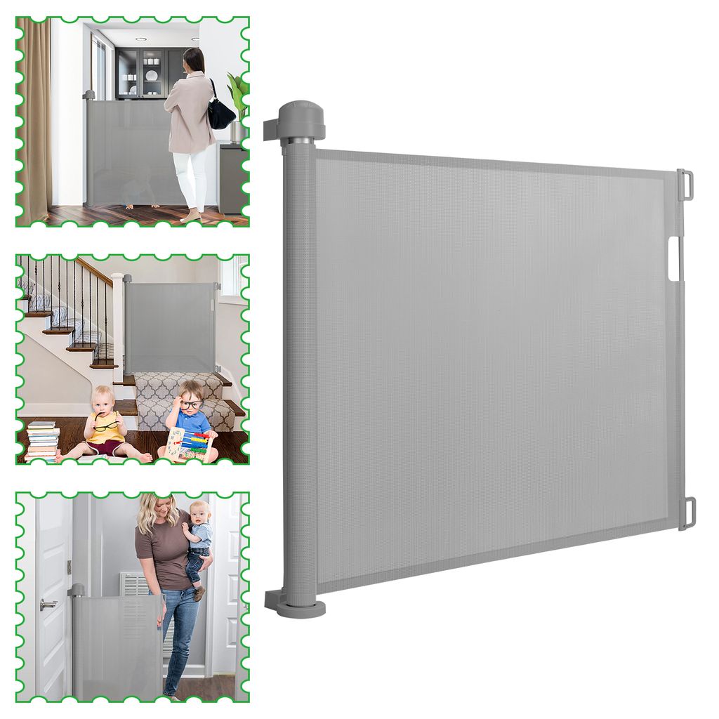 0-150cm Einziehbares Tür Türschutzgitter Treppenschutzgitter Absperrgitter Grau 