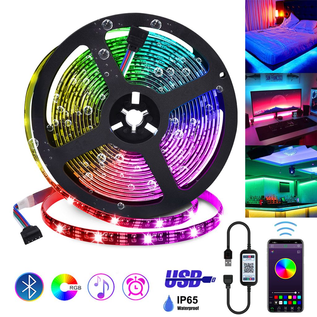 5V USB 5050 LED RGB Stripe Streifen Hintergrundbeleuchtung Bluetooth Control DE