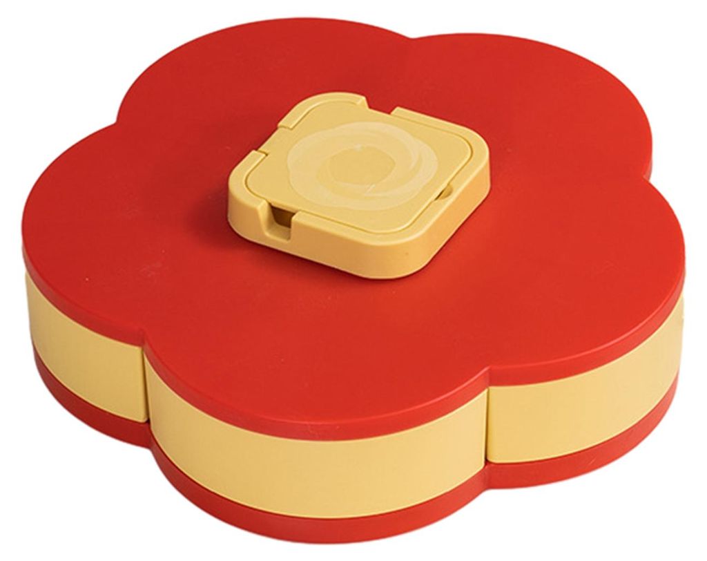 Drehbarer Snackbehälter mit Deckel (ein-/zweilagig), Serviertablett mit 10 Fächern, leichtgängiger Drehteller für Party-Snacks