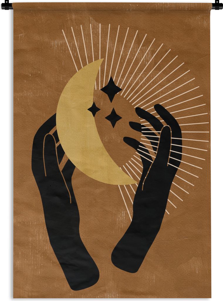 MuchoWow Wandteppich Wandbehang Boho - Raum - Abstrakt - Sterne 60x90 cm Tapisserie Dekoration Wandtuch - Foto-Teppich - Abwaschbar