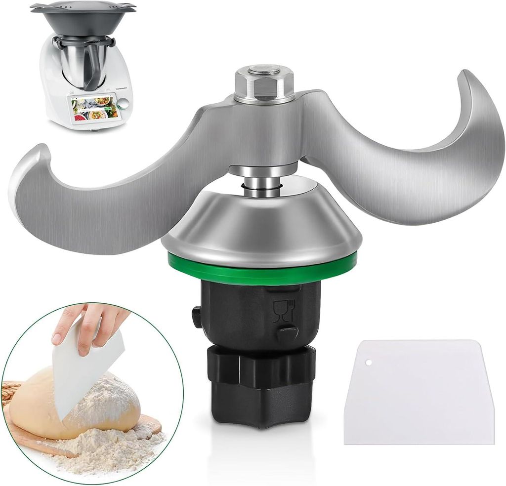 Teigmesser für Thermomix TM6, TM5, Edelstahl Teigmischmesser, Kein Teig-Rückstand und Schmutzkontamination, Schnelle Reinigung des Teigmessers