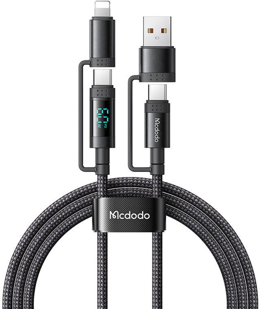 McDodo 4-in-1 USB-C/A auf USB-C/Lightning Kabel CA-1990 1,2m (schwarz)