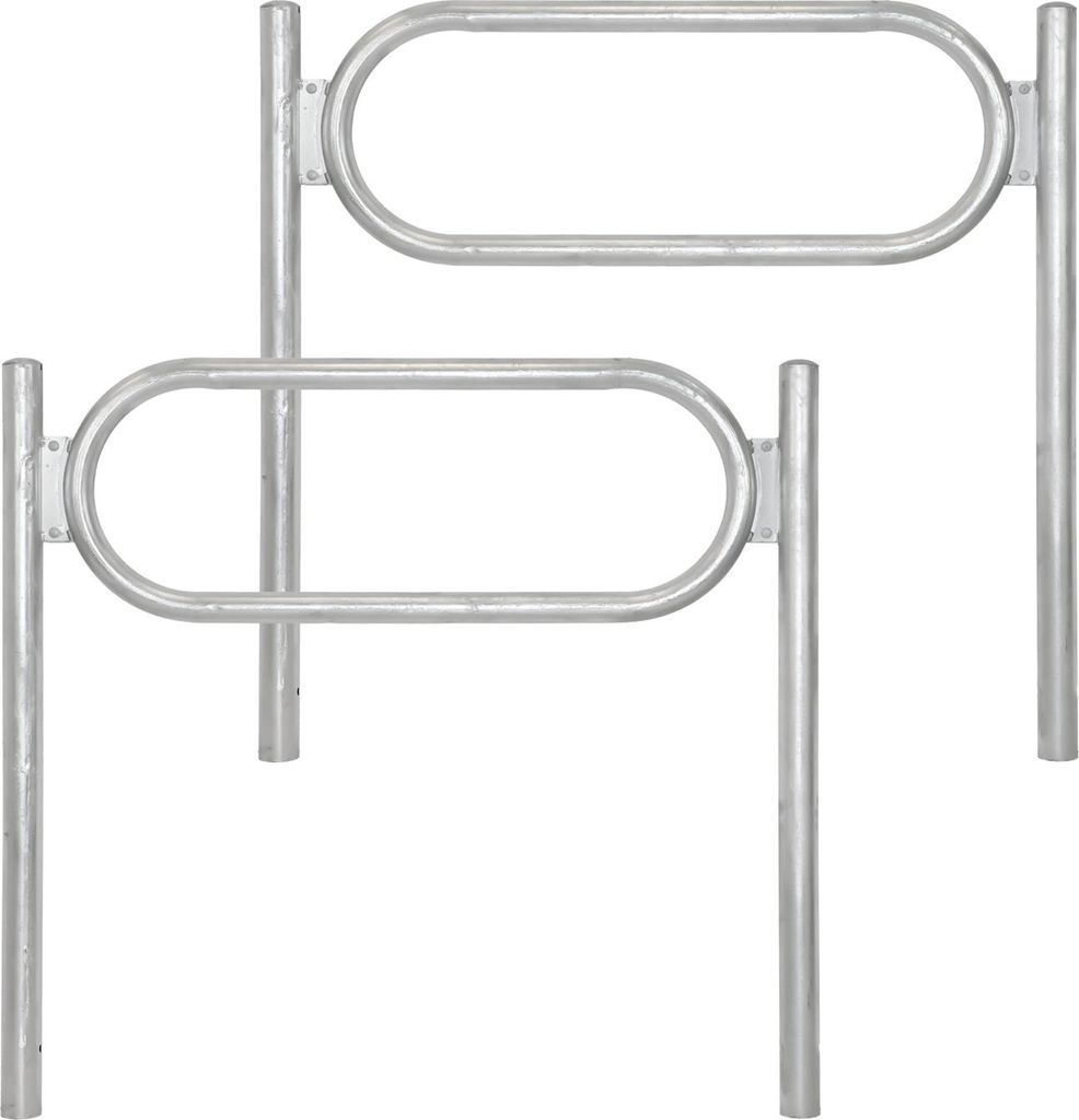 2x Fahrradanlehnbügel 115 x 124 cm Stahl feuerverzinkt Ø 60 mm Einbetonieren Fahrradständer grau Typ O
