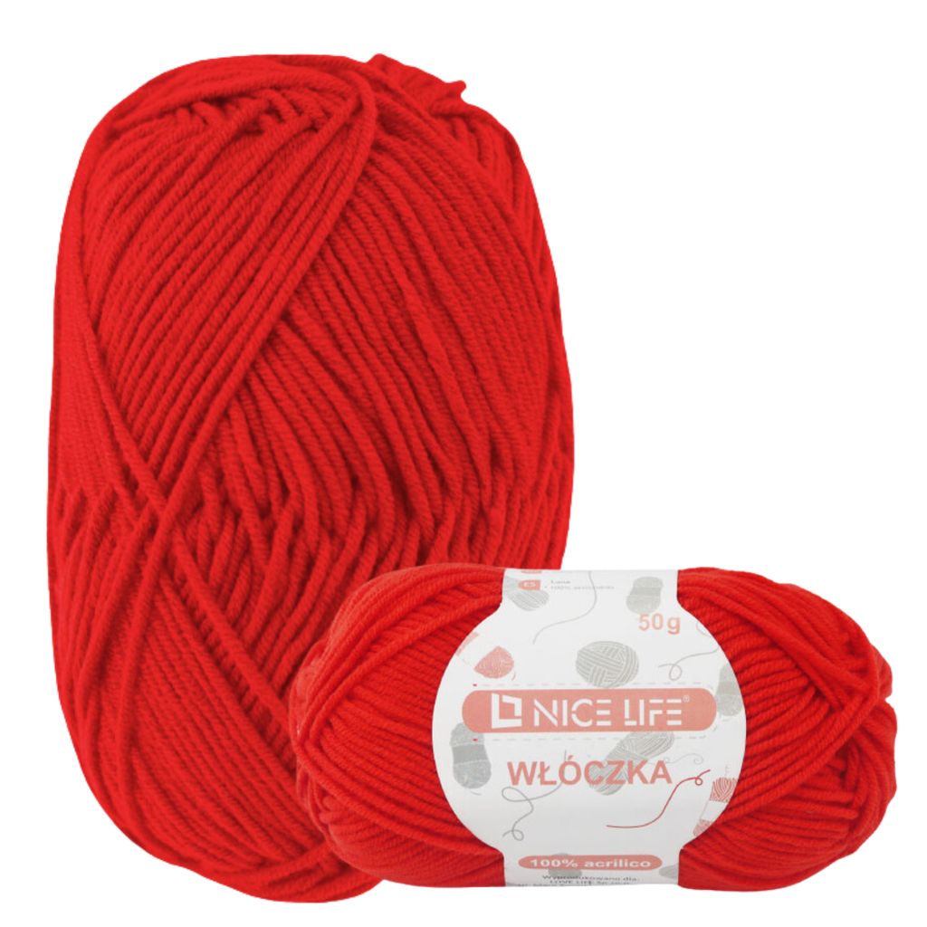 Bastelmaterial, Wolle, Handarbeitsgarn HELLROT Nice Life, 100% Polyacryl, 50g Strang