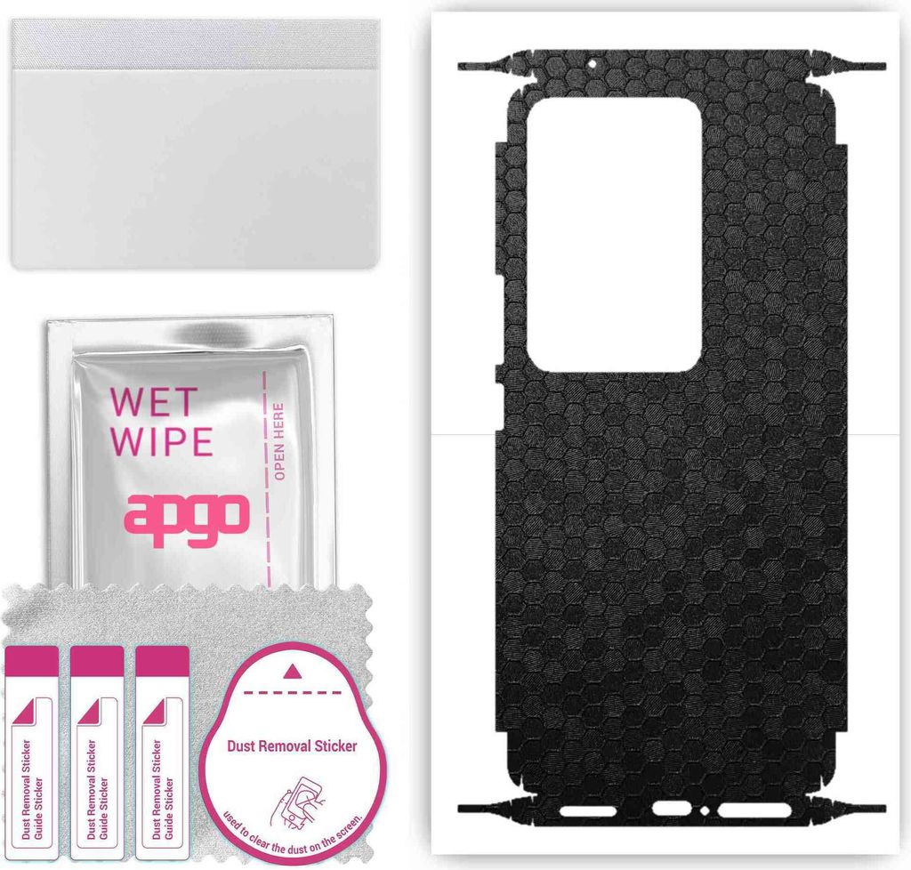 apgo Rückseite + Seiten Schutzfolie, Skin, kompatibel mit Vivo S17, Hinten Displayschutzfolie aus Vinylfolie, kratzfest, einfache Montage - Schwar...