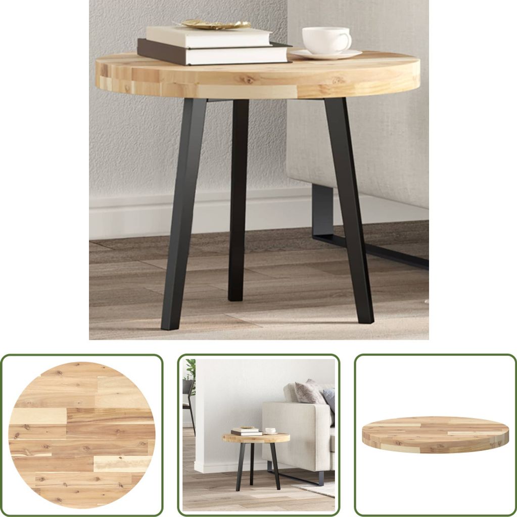 The Living Store Tischplatte Rund Ø50x4 cm Massivholz Akazie