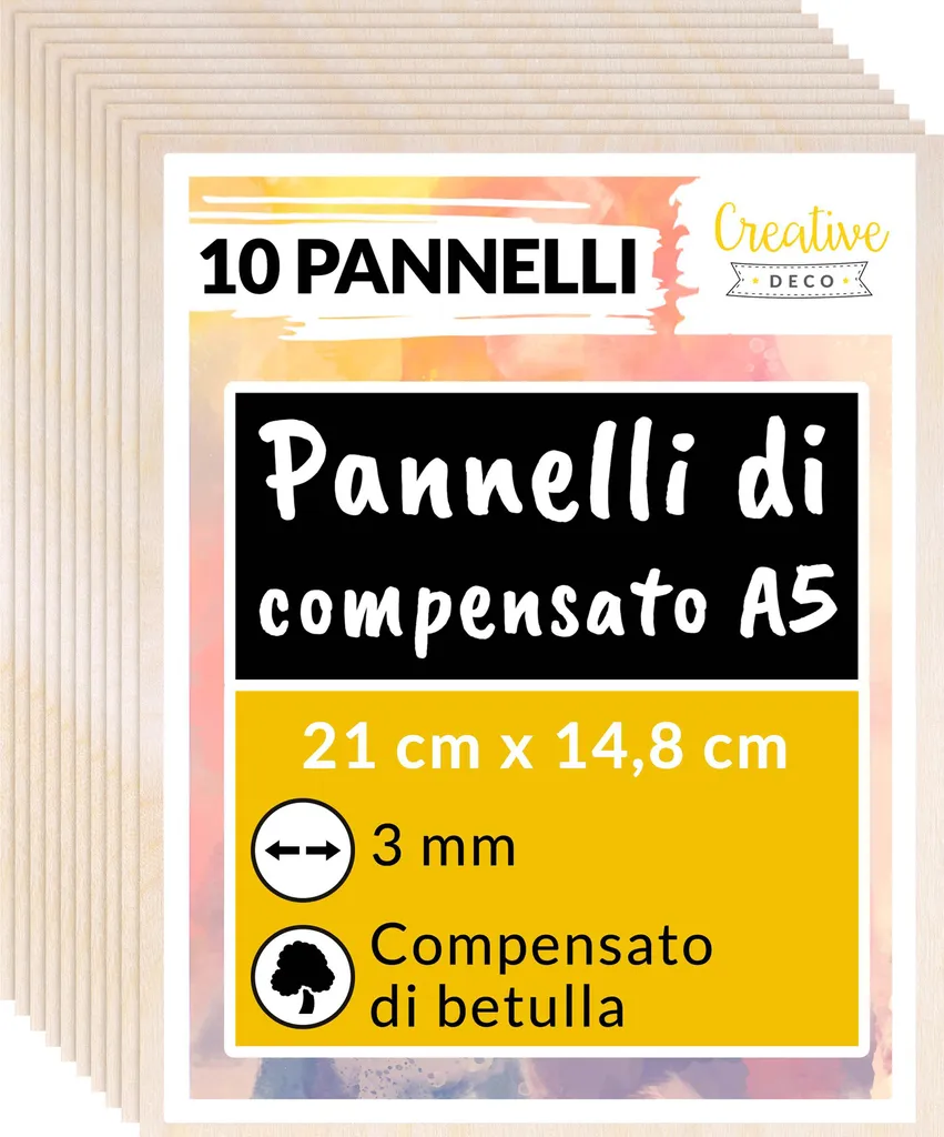 Stock 10 Fogli Betulla A5 3mm per Creazioni Artigianali e Rivendita