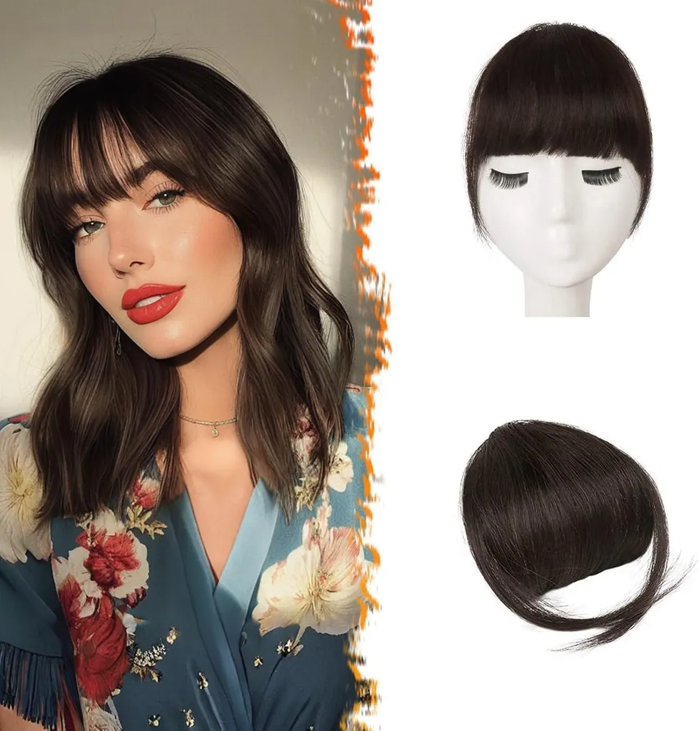 BARSDAR Frangia Clip Capelli Veri Marrone Scuro - Extension 100% Naturale