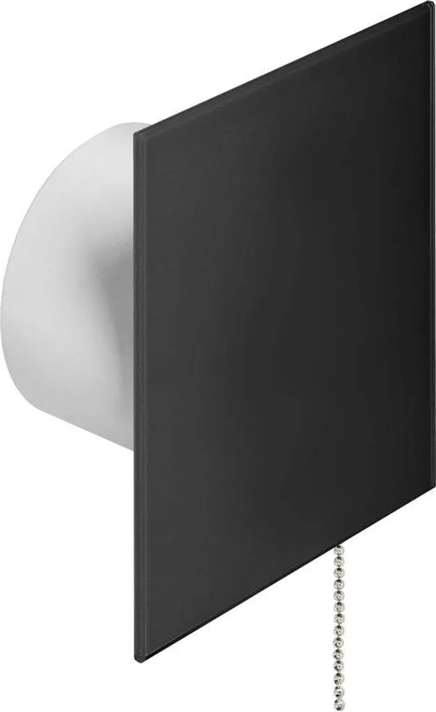 Kit d'évacuation d'air salle de bains 100 mm noir avec panneau plexiglas