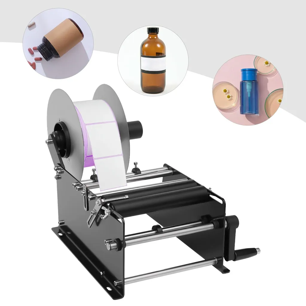 Machine à étiqueter réglable pour récipients cylindriques, noir mat