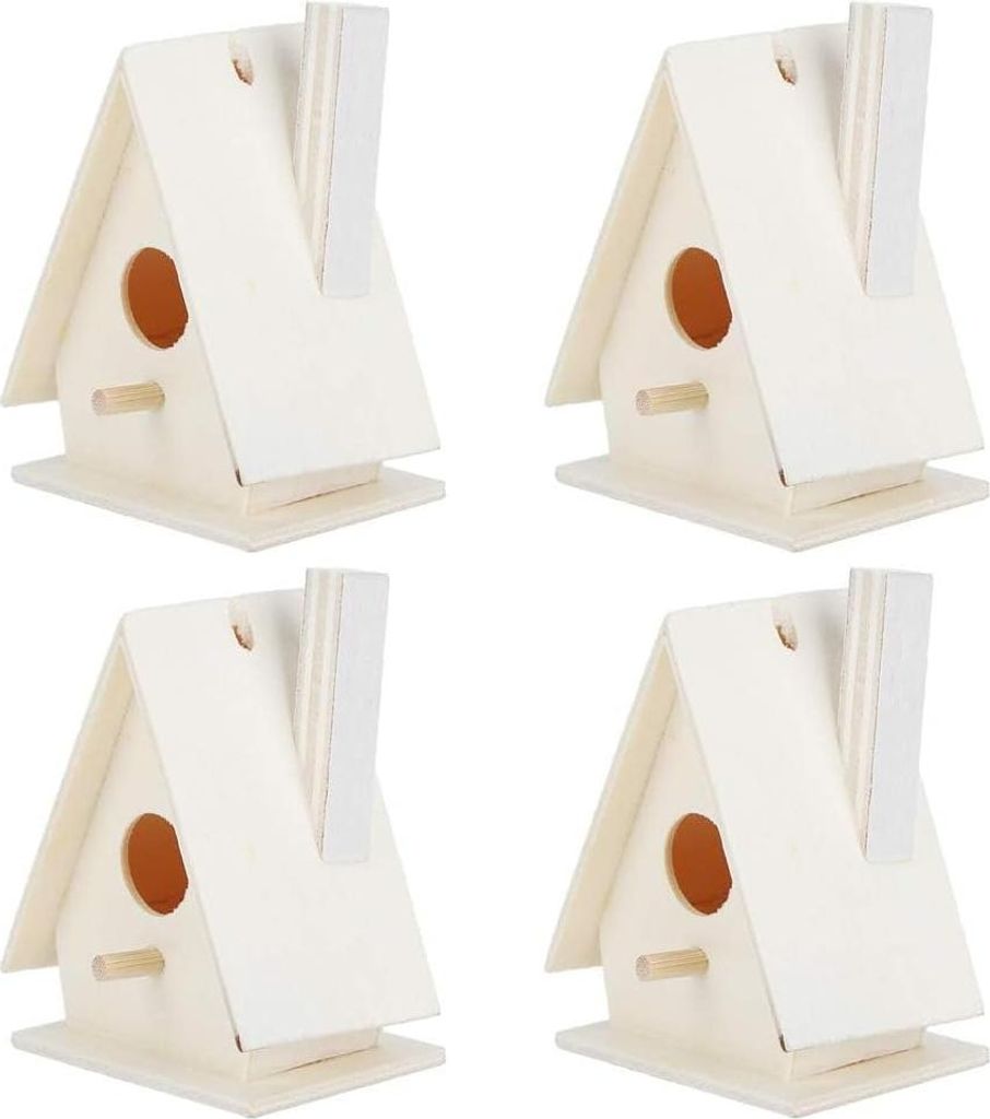 4-teiliges Vogelhaus-Set für Kinder zum Selbstbauen eines hängenden Holzvogelhauses im Freien - Gartendekoration und Bastelspaß