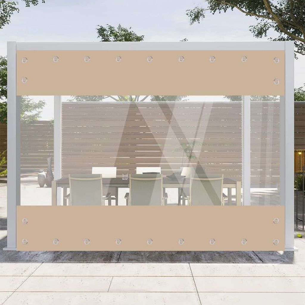 Transparente Plane mit ösen Wasserdicht 420g/m² PVC Abdeckplane Gewebeplane Windschutz Regenschutz für Garten Pavillon Terrassen Balkon Gewächs...