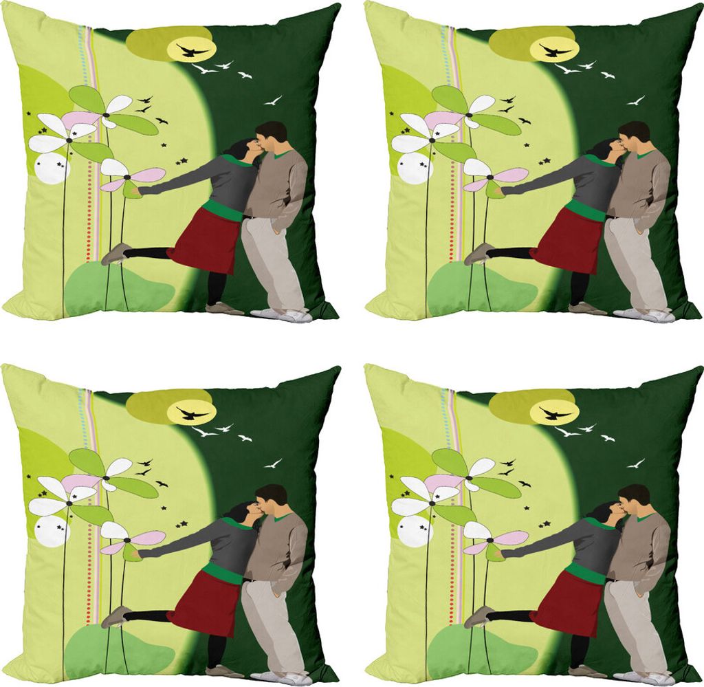 ABAKUHAUS küssen Kissenbezug Set (4 Stück), Abstrakt Liebe Zusammensetzung, Moderner Doppelseitiger Digitaldruck, 50 cm x 50 cm, Mehrfarbig