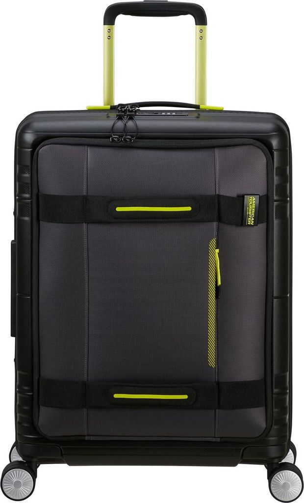 American Tourister mit Laptopfach Hello Cabin Spinner 55 / 20 Exp Coated Trolley Black / Lime schwarz