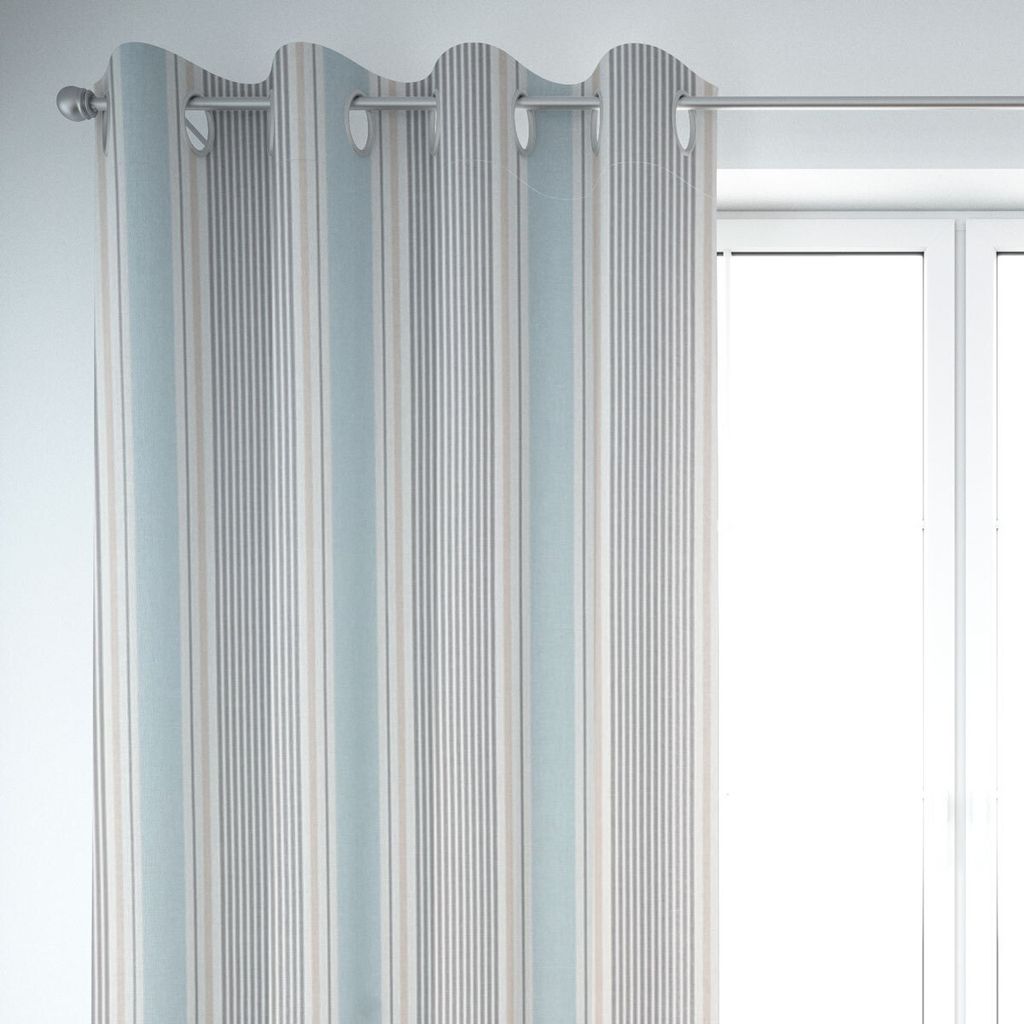 SCHÖNER LEBEN. Vorhang STUDIO G Streifen Mineral blau grau 245cm Aufhängung Ösen