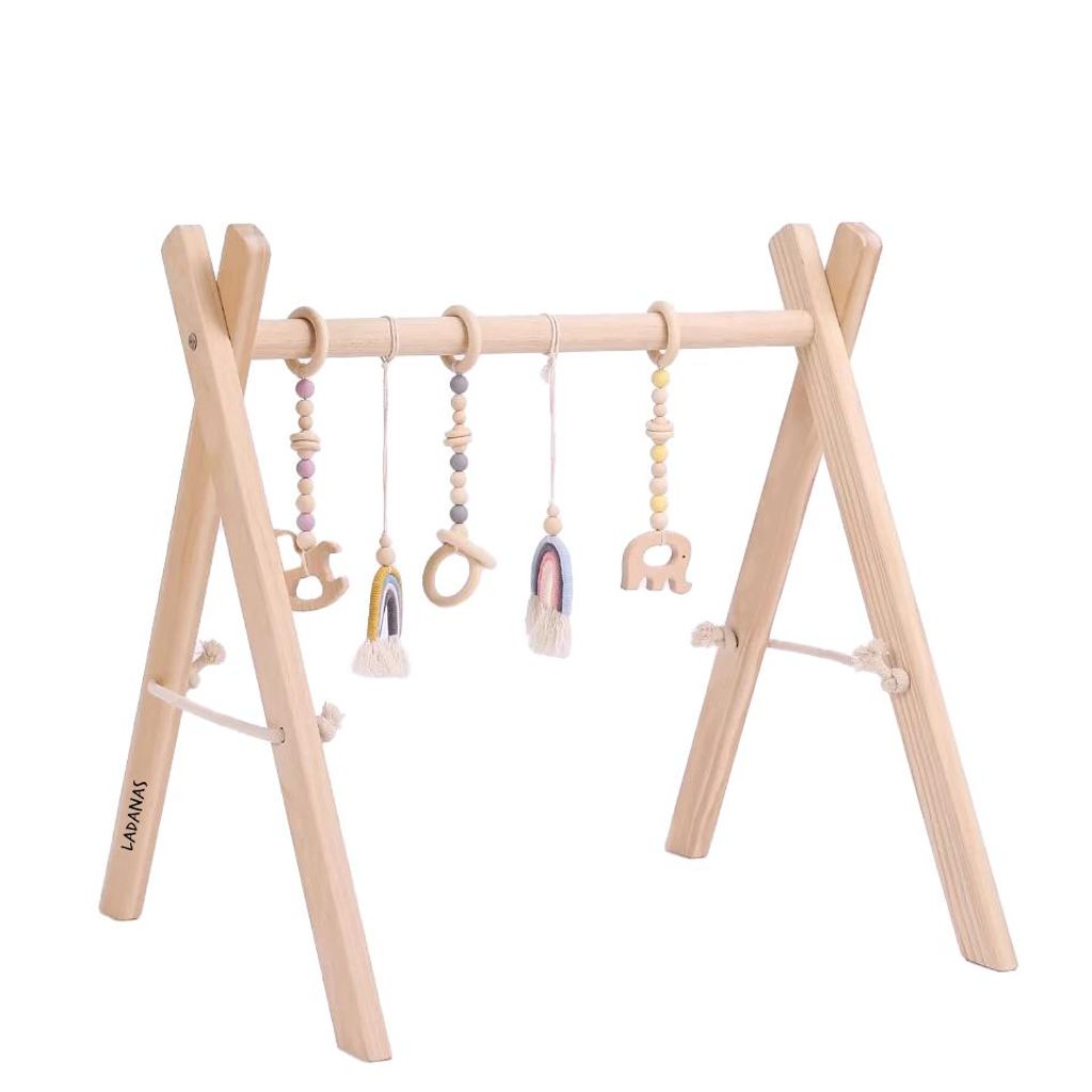 Ladanas Spielbogen Baby Holz inkl. 5 Spielzeugen – Stabiler Produktbild 