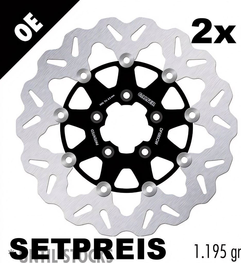 Bremsscheibe Set Galfer 2x DF680CW WAVE schwimmend vorne 292x5mm für Harley Davidson FLHRC Road King Classic FLHTC Ultra FLHTCU Electra Glide FL...