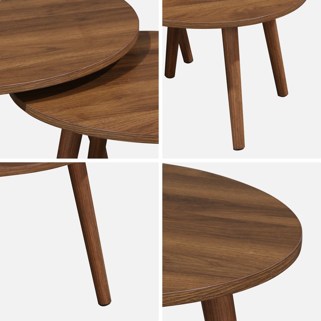 sweeek - Set aus 2 runden Couchtischen - Nussbaumfarben Produktbild 7